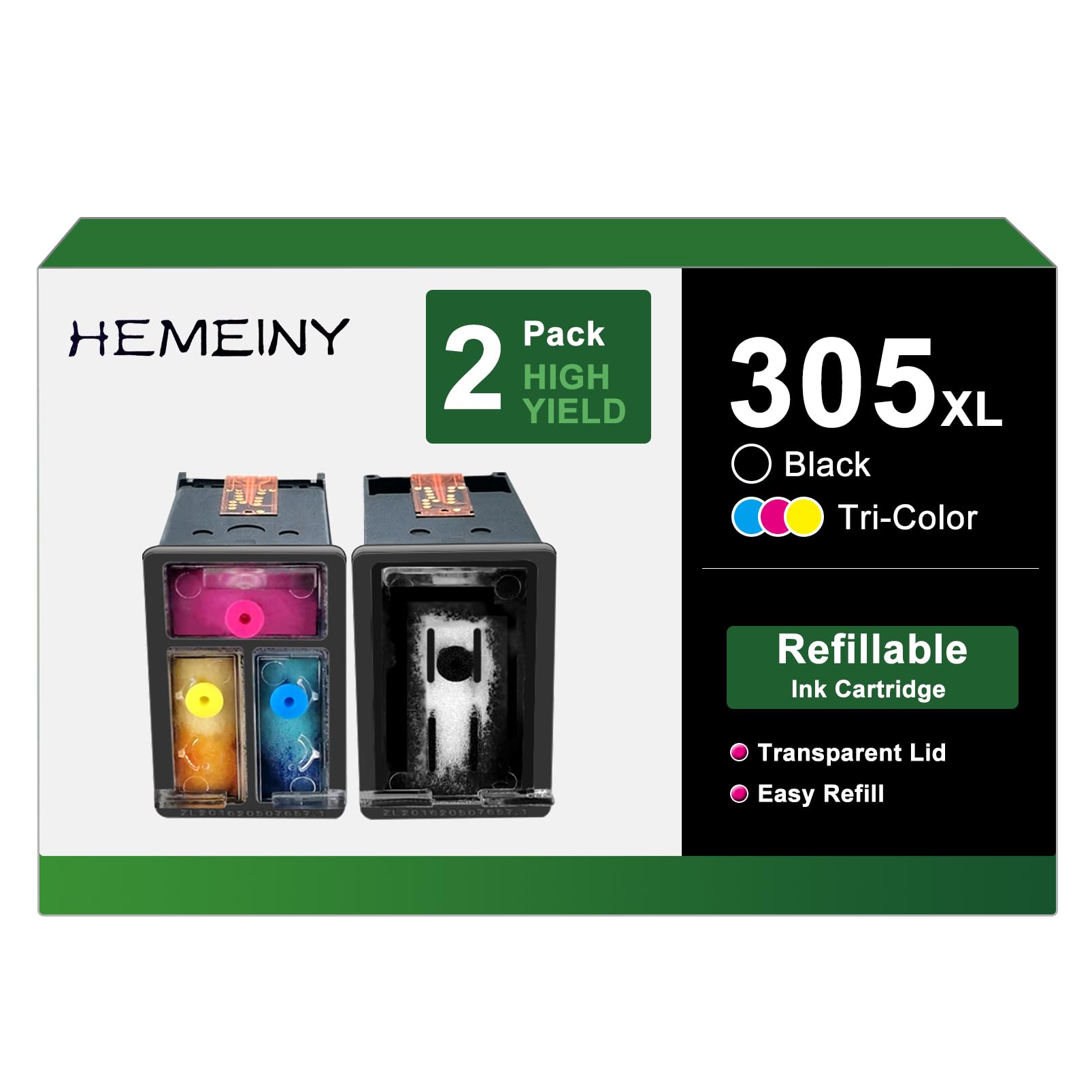 305XL Cartouche d'encre rechargeable compatible avec HP Envy 6000 6010 6020 6030 6052 6075 6400 6422 6430 6452 6458 DeskJet 2700 2720 2723 2752 1210 1215. Imprimante 2300 2330 4100 4120 4130