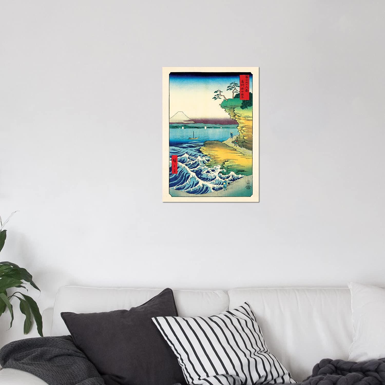 Giallobus - Pinturas - Utagawa Hiroshige - La Costa de Hoda - Vidrio acrílico plexi - 50x70 - Listo para Colgar - Cuadros Modernos para el hogar