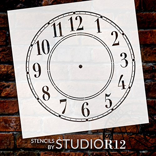 Schoolhouse Clock Stencil By Studior12 | Diy Farmhouse Home Decor Gift | Craft & Paint Wood Sign | Reusable Mylar Template | Select Size (6" - 24") #TOP3