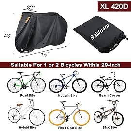 Szblnsm Bike Cover for 1, 2 or 3 Bikes Outdoor Waterproof Bicycle Covers 420D Heavy Duty Ripstop Material Offers Constant Protection for All Types of Bicycles All Through The 4 Seasons