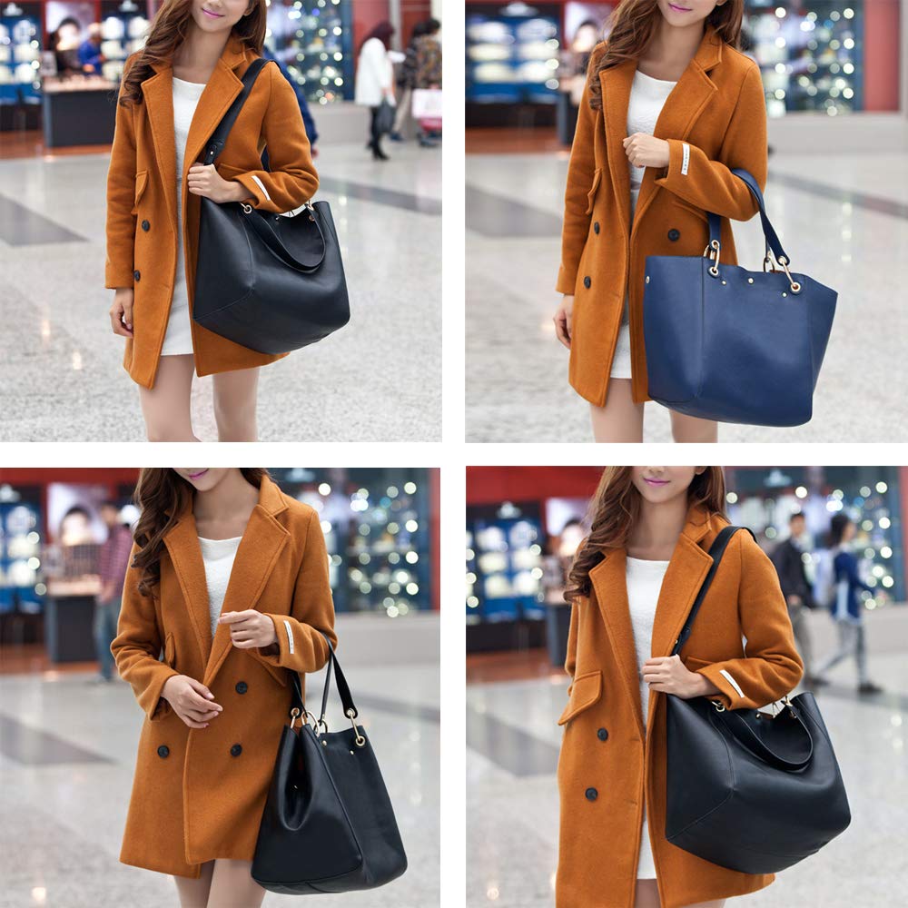 2 en 1 Bolso Tote Shooper para Mujer en Cuero PU Vintage Bolso de Hombro Cubo Hobo Bolsos de Mano Elegant