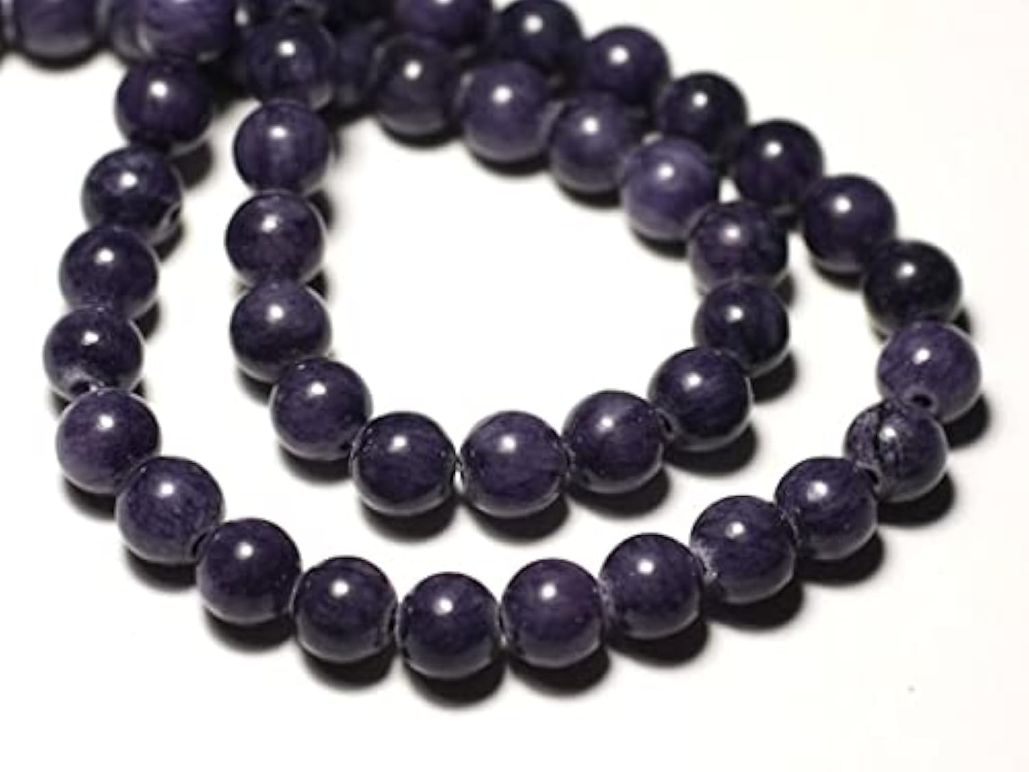 Perles de jade bleu indigo violet 8mm LKBEADS, lot de 10 billes pour bijoux