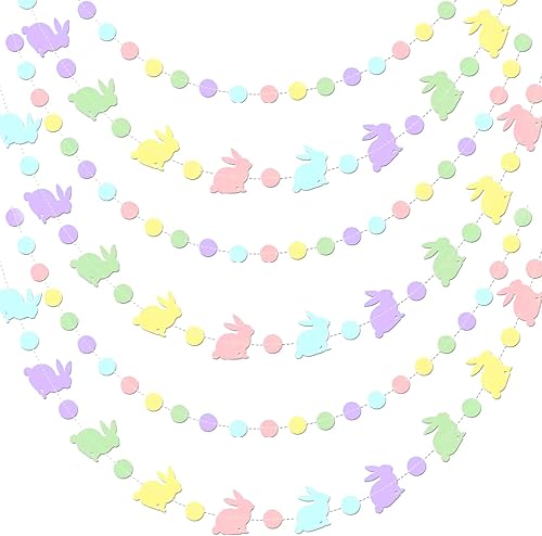 Guirnalda de Pascua colgante de conejo, guirnalda de conejo de Pascua, guirnalda de conejo, decoración colgante para interiores y exteriores,