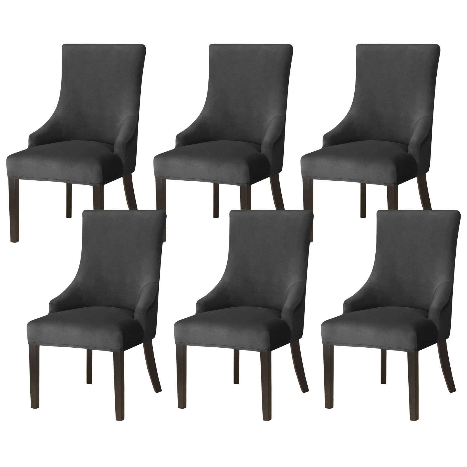 Jhld Black Velvet Wingback Side Chair Slipcover, Armless Wingback Chair Cover Stretch Soft Sloping Armchair Covers Removable Washable For Dining Room Banquet-6 Piece