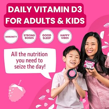 Llama Naturals Vitamin D3 K2 Gummies for Adults and Kids, Vegan, Organic, Vitamin D Gummies, Real Fruit Gummy Vitamins, No Added Sugar Cane, Raspberry, 120 Ct