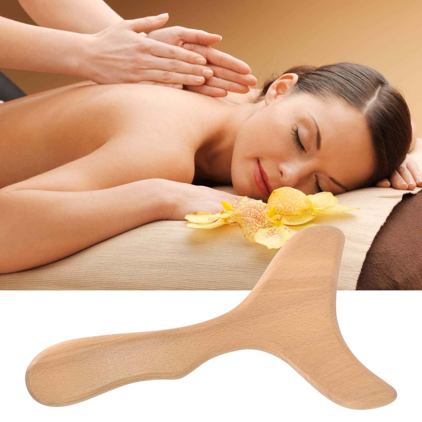 Massaggiatore in Legno, Strumento di Drenaggio Linfatico, Massaggiatore Anticellulite Legno Migliora Circolazione, Gua Sha Board per Allevia il Dolore al Collo e Schiena (29 * 16 * 1.6cm)