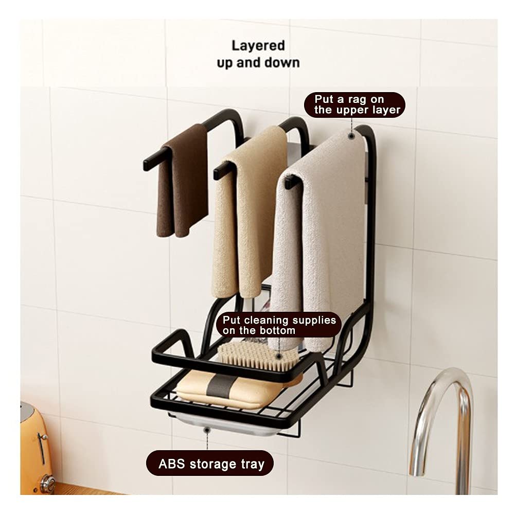Organizer Da Lavello Ketilrub: Scolapiatti, Porta Spugne E Porta Asciugamani 3-in-1 Per Cucina E Bagno – Argento - 3