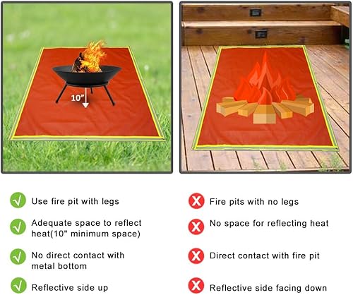 Miniatura 3 de Cumberbatch Tapete para hoguera de 39 x 39 pulgadas, tapete ignífugo, resistente al fuego para parrilla al aire libre, protege terraza, patio,