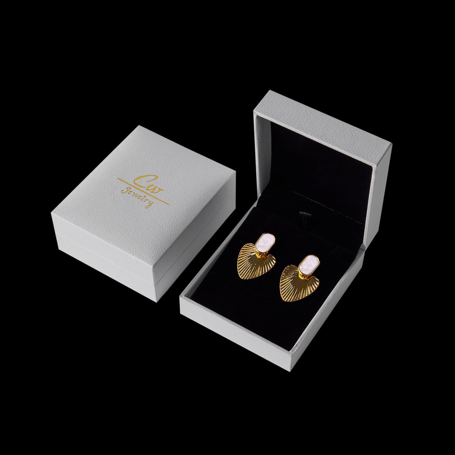 Black/White/Red/Green/Pink/Beige gold earrings for women-24K Gold Plated Heart Statement Earrings | Fashion Vintage Chunky Gold Drop Earrings | Trendy Prom Wedding Beach Dangle Earrings. - Image 6