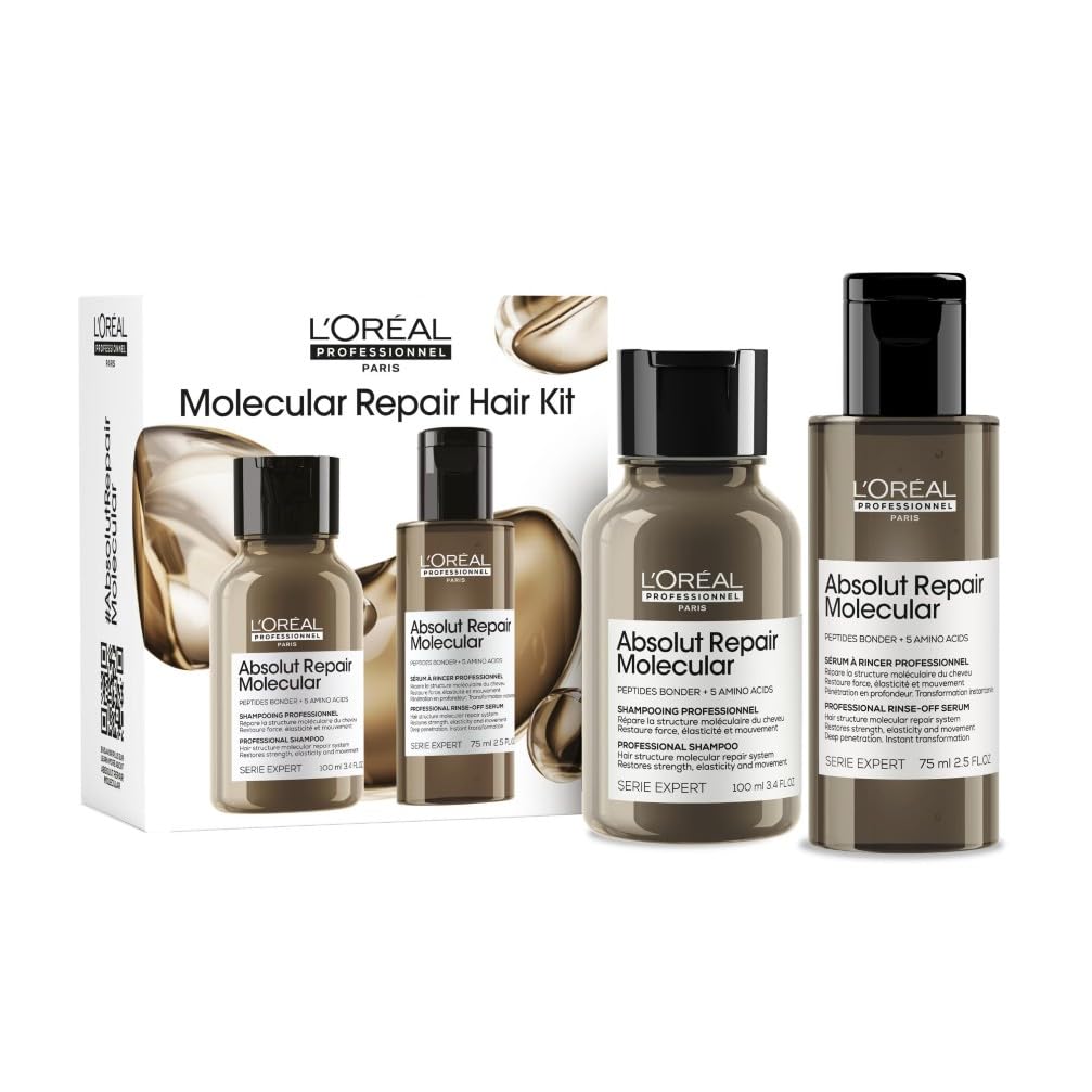 L'OREAL PROFESSIONNEL - Absolut Repair Molecular - Cheveux Très Abîmés, Raides à Bouclés - Traitement Moléculaire & Instantané - 3x Plus de Force