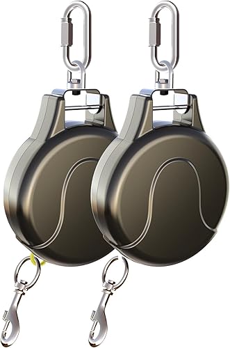 Correa retráctil para perro de 30 pies, correa retráctil 2 en 1 para tirolesa, carro de cable de corrido aéreo o anclaje de estaca, carrete de plomo
