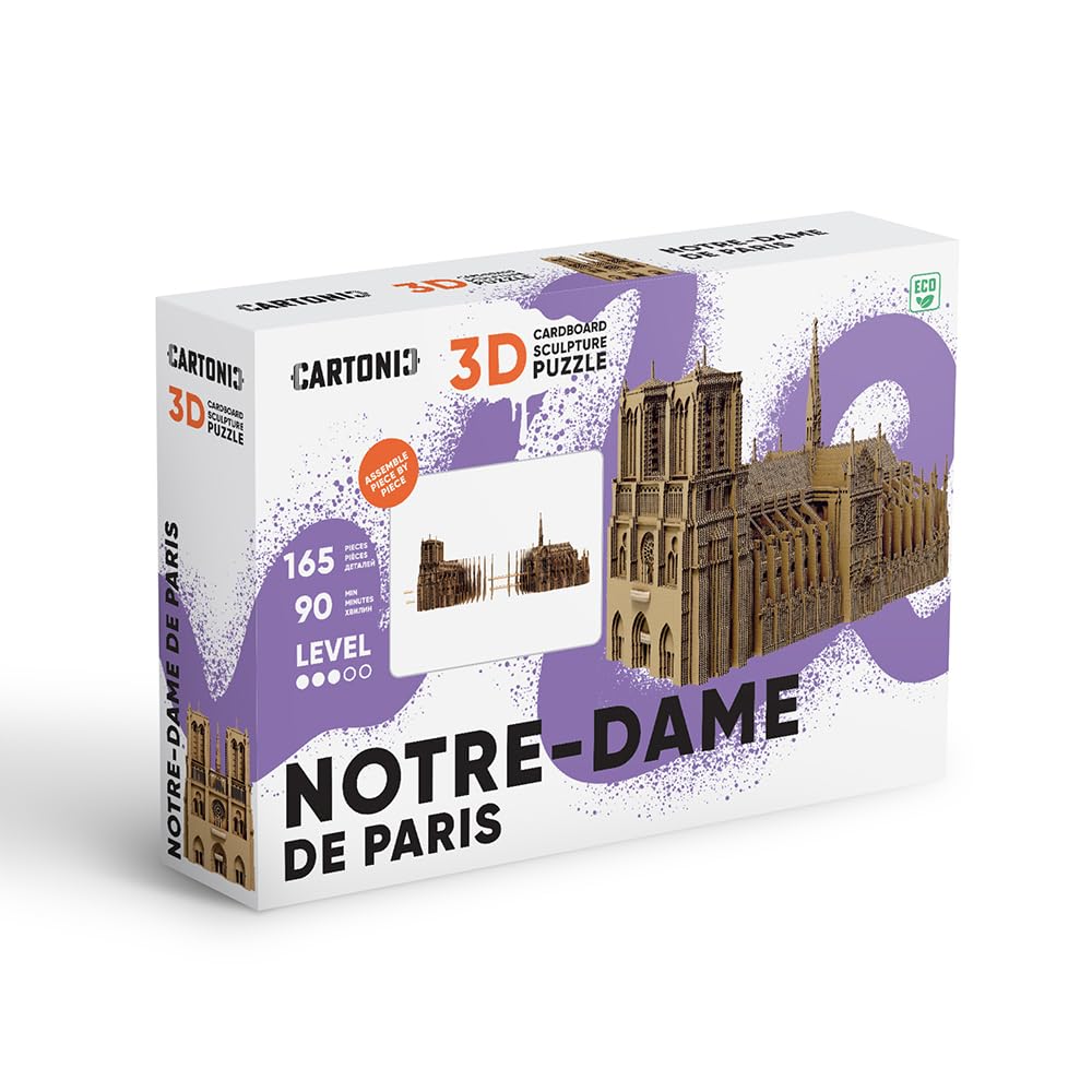 Notre-Dame de Paris Puzzle 3D en Carton – Maquette à Monter | 165 Pièces, 26 × 16 × 10 cm – Kit Sculpture DIY à Peindre, Matériaux Recyclés, Ados & Adultes, Idée Cadeau Déco