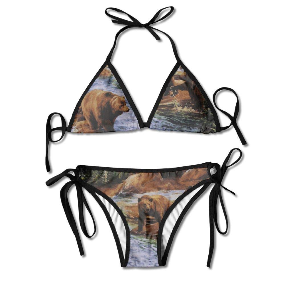 Brown Grizzly Bears Grizzlies Wildlife Forest Animals Women Sexy Bikini Set Swimsuit Bathing Suit
