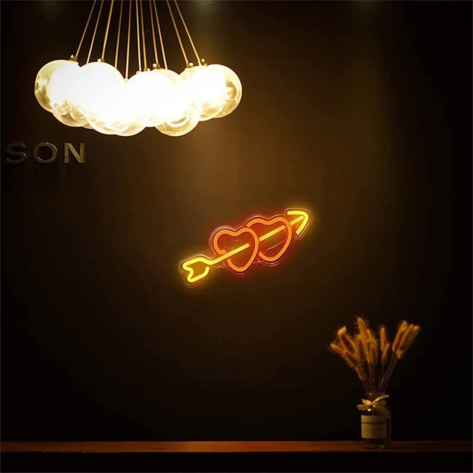 Neon LED w kształcie serca Led modelowanie światła Luminous Letters szyld panel akrylowy Neon dekoracyjne światło, 43x23cm