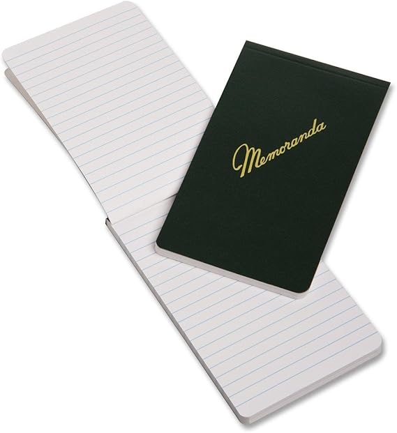 Memorandum Book, 33/8" x 51/2", Dark Green, Top Bound