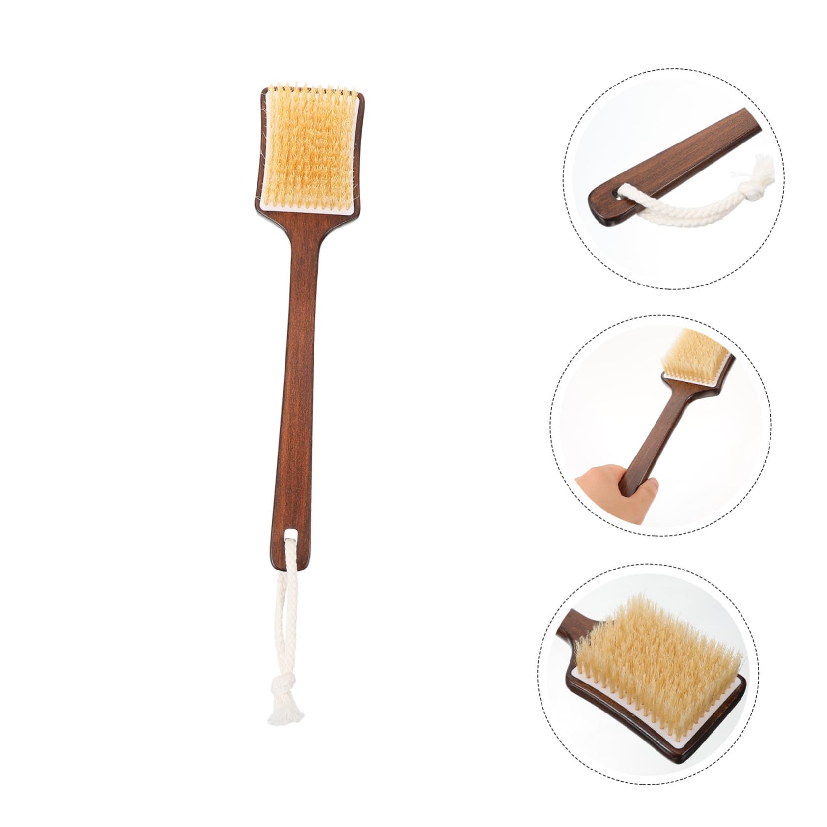 Homoyoyo Cepillo de Baño de Mango de Madera con Cerdas de Cerda para Ducha Exfoliante Corporal para Espalda Difícil de para Hombres y Mujeres