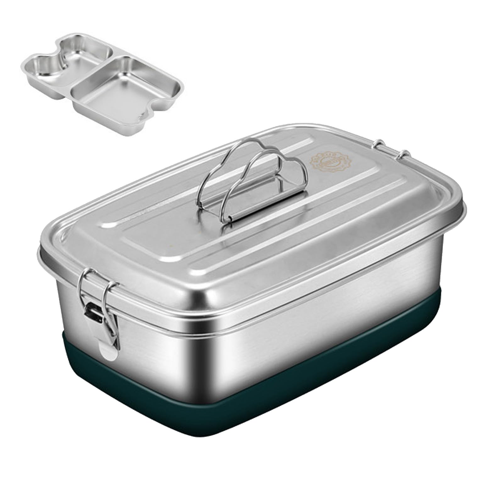 MALSSE Stainless Steel Lunch Box with Compartments Portable Divided Food Storage Dinnerware for Picnics and Travel Enthusiasts Double Layer Bentos Box