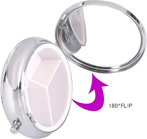 Miniatura 4 de Pastillero pequeño organizador de medicamentos de viaje con 3 compartimentos, pastillero portátil, soporte para medicamentos para bolsos, vitaminas,