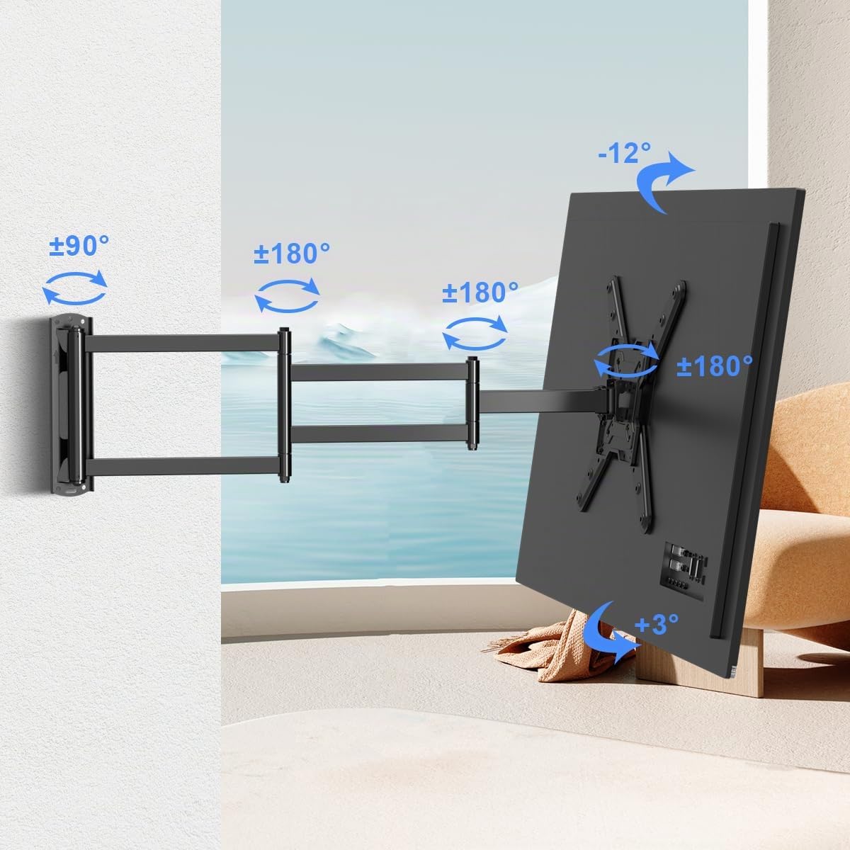 suptek Supporto da parete per TV con braccio di estensione da 1020 mm, adatto alla maggior parte dei televisori da 26-65 pollici, girevole e inclinabile fino a VESA 400 x 400 mm, portata 40 kg, A1L