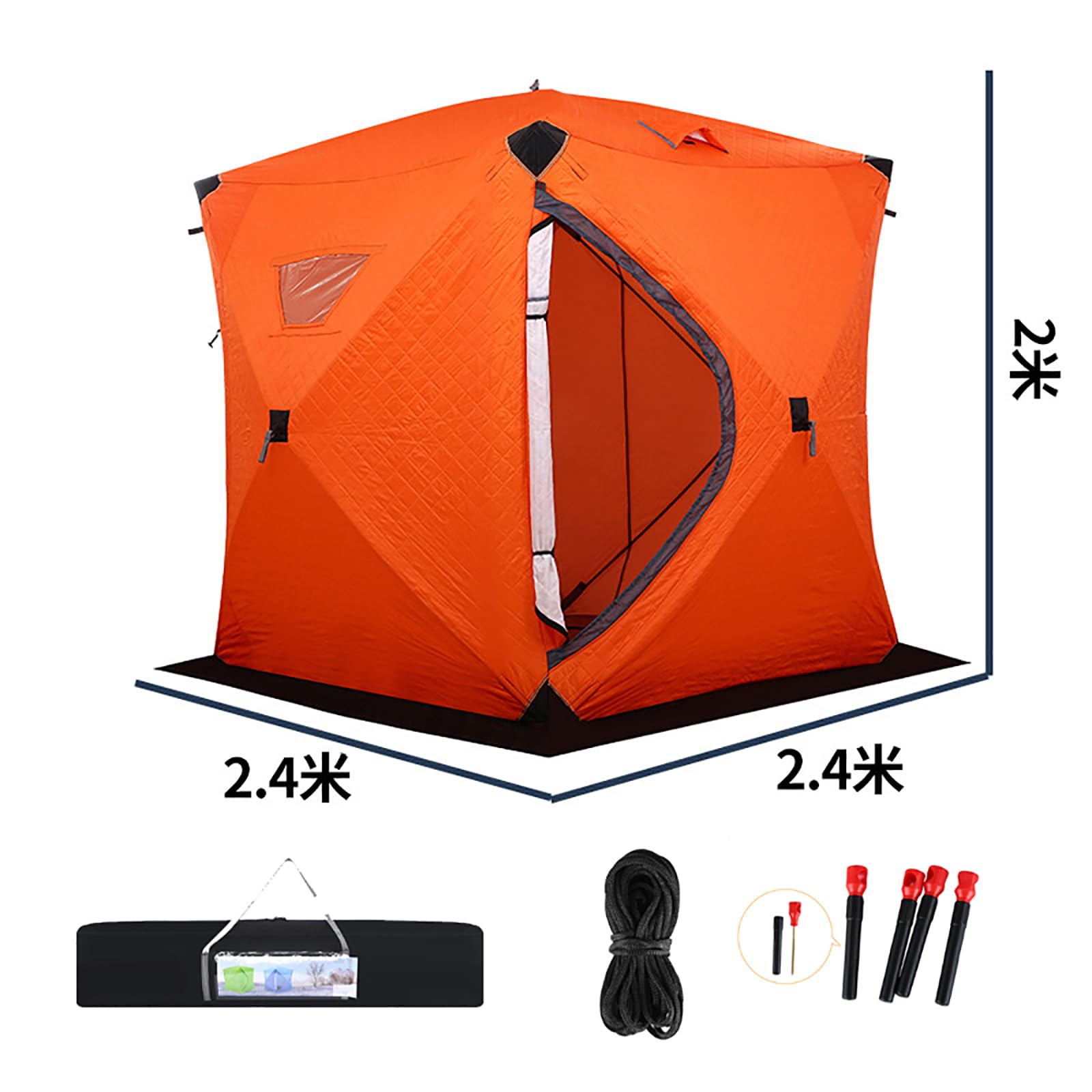 Eisfischerunterstand, wasserdicht, winddicht, Oxford-Tuch, doppelseitiger Reißverschluss, schnelle Einrichtung, für 2-6 Personen, Wintercamping
