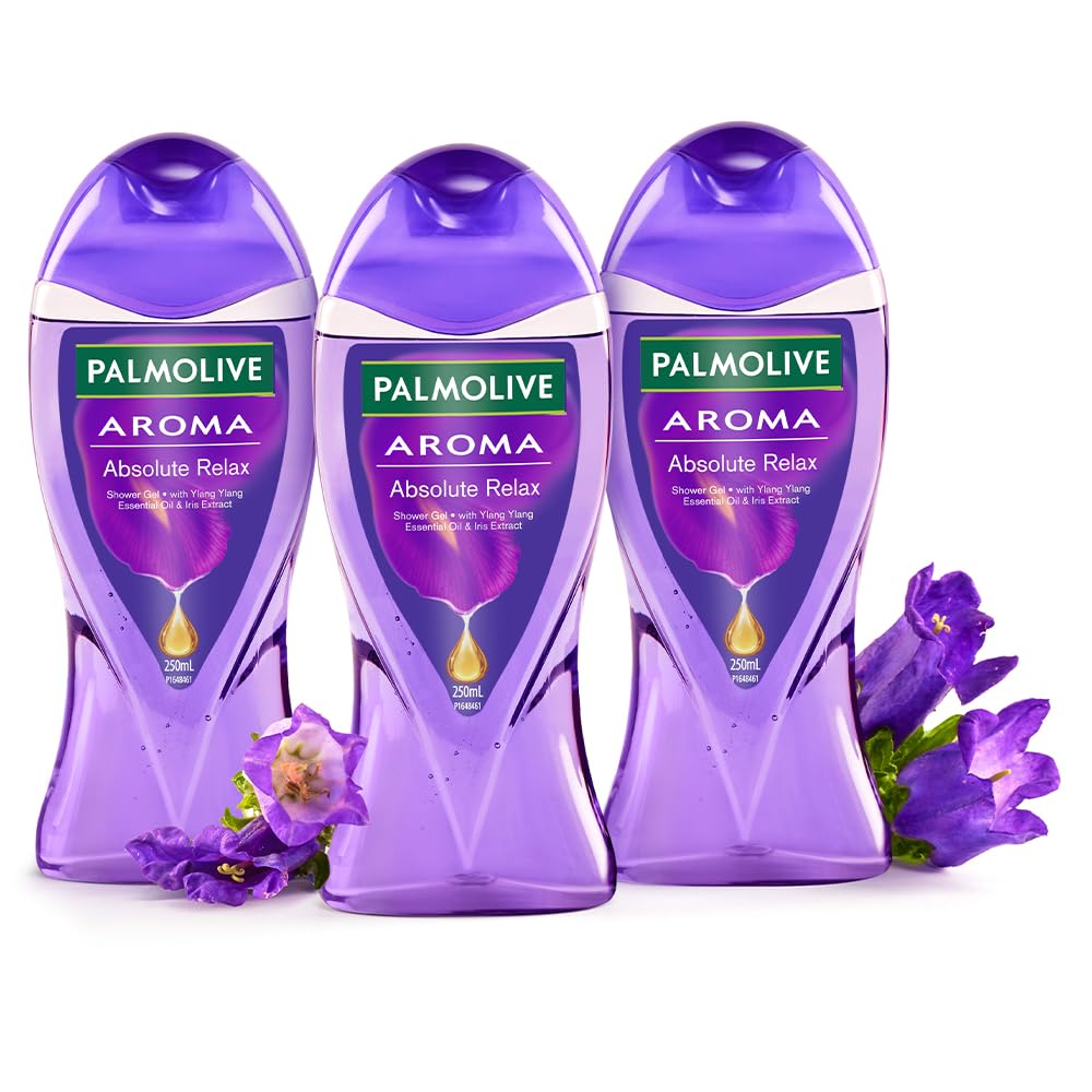 Palmolive Iris Flower & Ylang Ylang Essential Oil Aroma Absolute Relax Body Wash I Moisturizing | Soft & Youthful skin I No paraben & silicone, pH balanced, Body Wash Combo (Pack of 3 x 250ml)