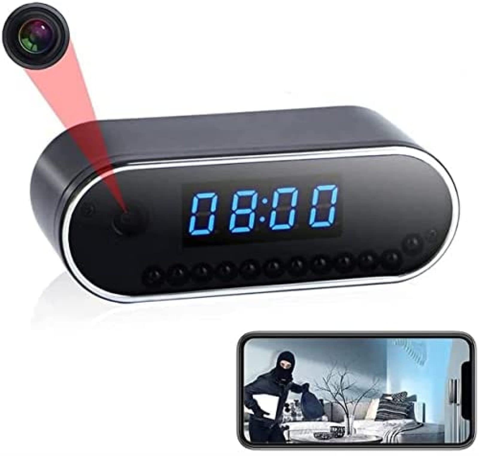 Cámara espía oculta con reloj despertador, Full HD 1080P mini cámara oculta cámara de vigilancia detección de movimiento seguridad niñera cámara grabación de video 58