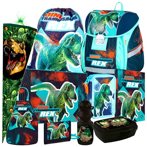 Dinosaurier Dino T-Rex 10 Teile Set Schulranzen Ranzen Tasche Tornister Schultüte 85 cm Federmappe mit Sticker-von…