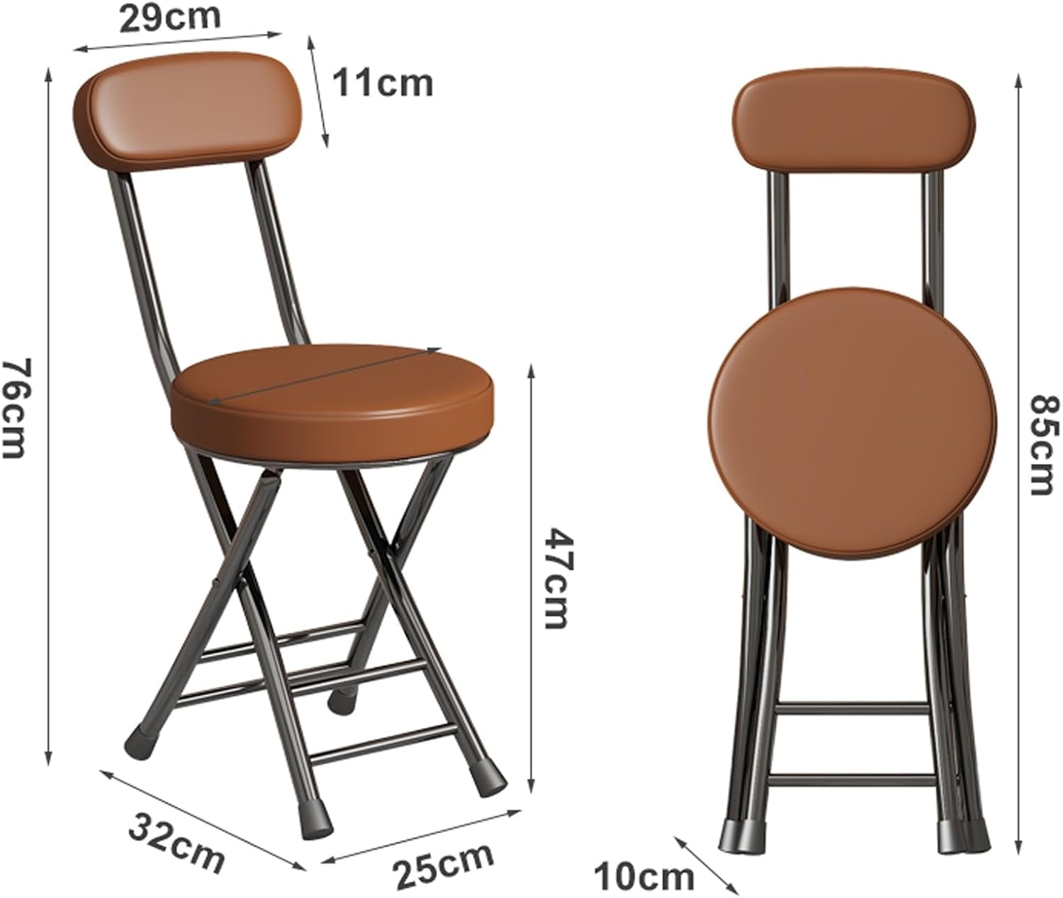 1PCS, Cushioned Padded Folding Stool, Counter Height Stool, Folding Chair, with Handle, for Fishing Hiking Gardening Travel BBQ(Orange)