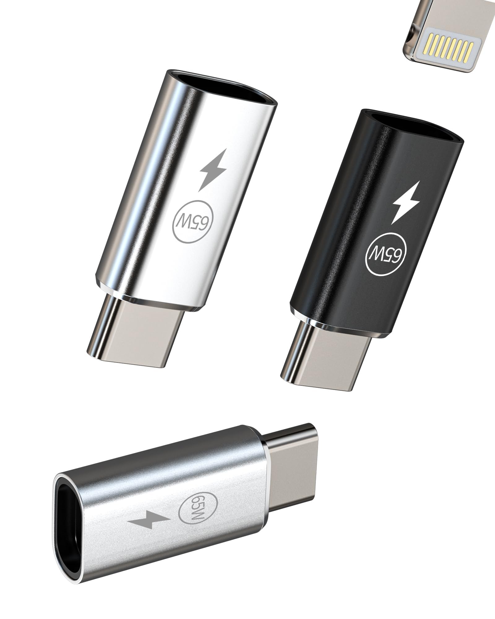 65W Lightning メス to USB-C オス 変換アダプター (3個セット) 対応 iphone16 15 Pro対応 充電端子 対応 ipad対応 PD急速充電 ケーブル 対応 Apple対応 Type-C 変換コネクタ 車載アクセサリー 対応 Samsung対応