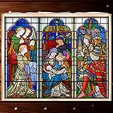 Spiareal Christmas Window Clings Nativity Decorations 39.4 x 30.7'' Reusable Non Adhesive Sticker Vinyl Religious Holiday and Door Decor Decals for Home Xmas