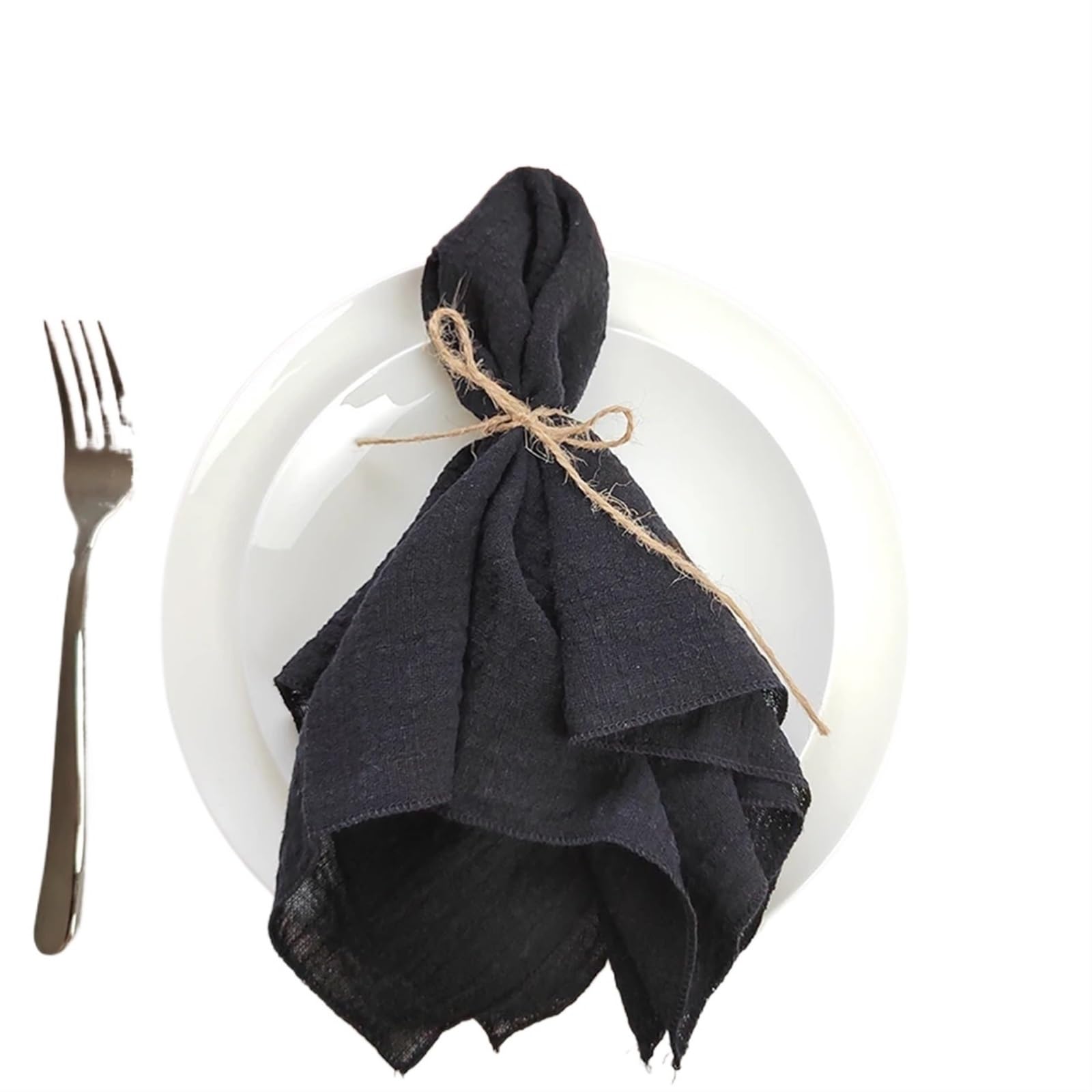serviettes napkins Set of 6 Sewing Cloth Napkins Cotton Factory Fabric Serviette Gauze Table Towels Wedding Decoration for dining wedding party everyday home(Black)