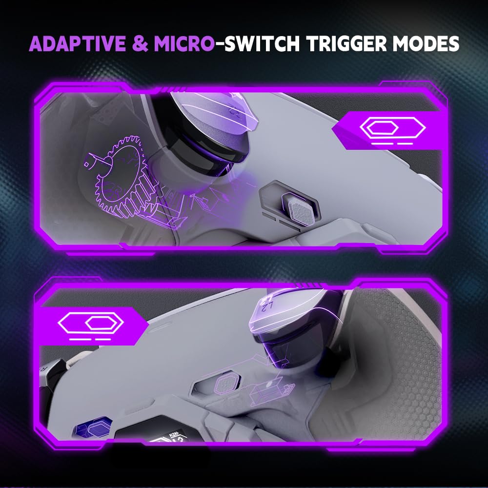 eXtremeRate SPARK Remap Kit per ps5 Controller BDM-030 040 050 060, Display OLED + Clicky Trigger Stop + Grip Ergonomici, 4 Palette Posteriori Rimappabili Accessori per ps5 Joystick, Grigio Scuro