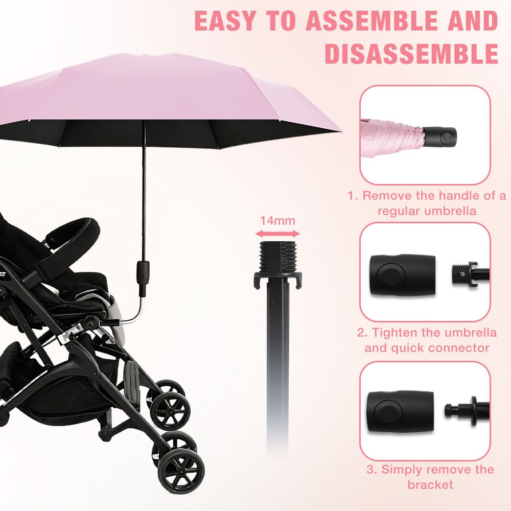 Ombrelle Universelle Pour Poussette, Parapluie De Protection Solaire Pour Landau, Parasol Anti UV 50+ Pour Landau, Parasol Poussett Bébé Universelle, Pour Poussette Et Buggy, Flexible Et Orientable