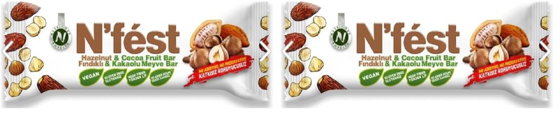 N'fest 40 gr Fındıklı Kakaolu Meyve Barı 2li paket