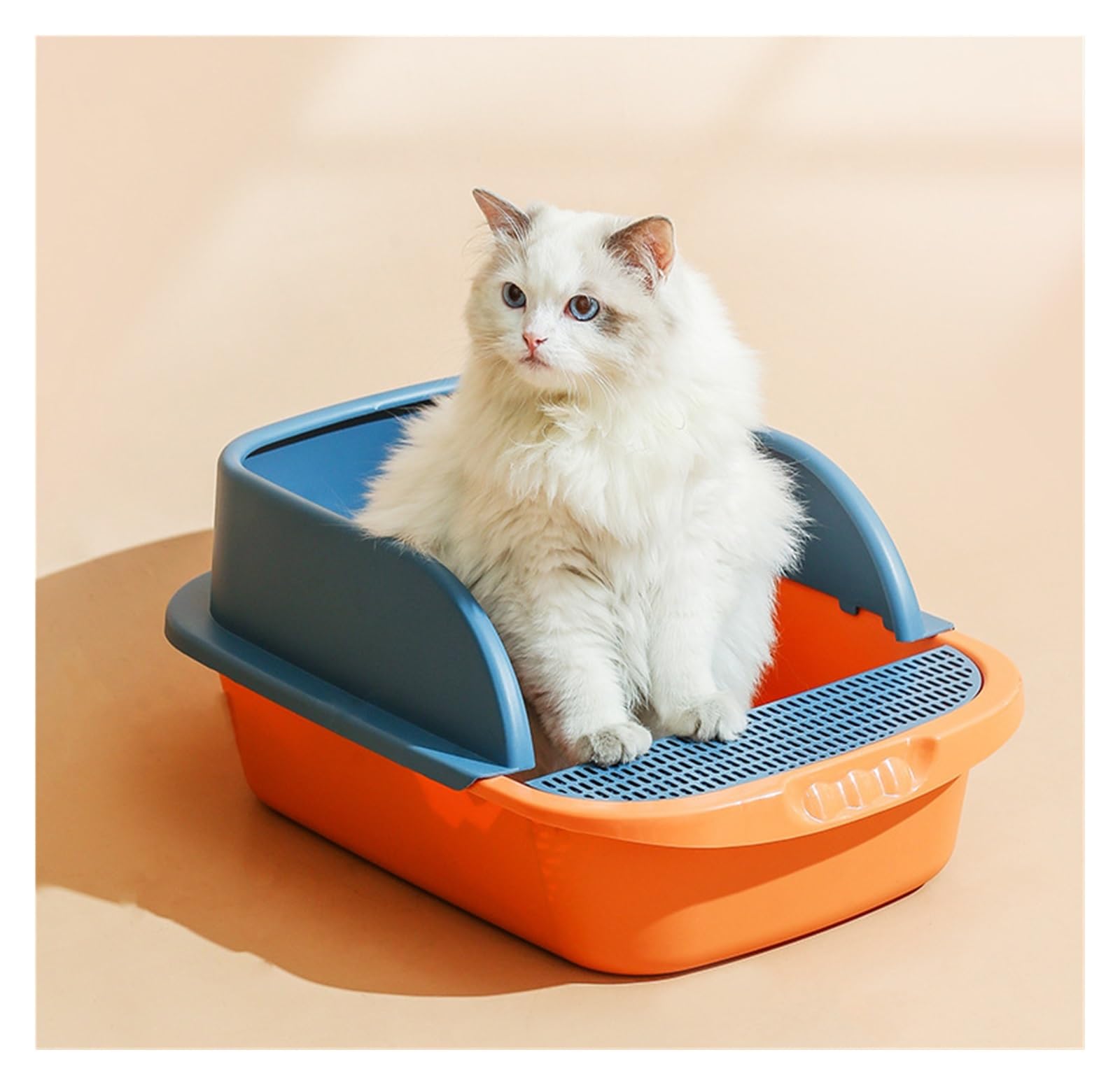 Caja de Arena for Gatos Abierta con Bandeja de Arena for Gatos extraíble con Lado Alto semicerrado, antisalpicaduras, fácil de Limpiar(Groen,L)
