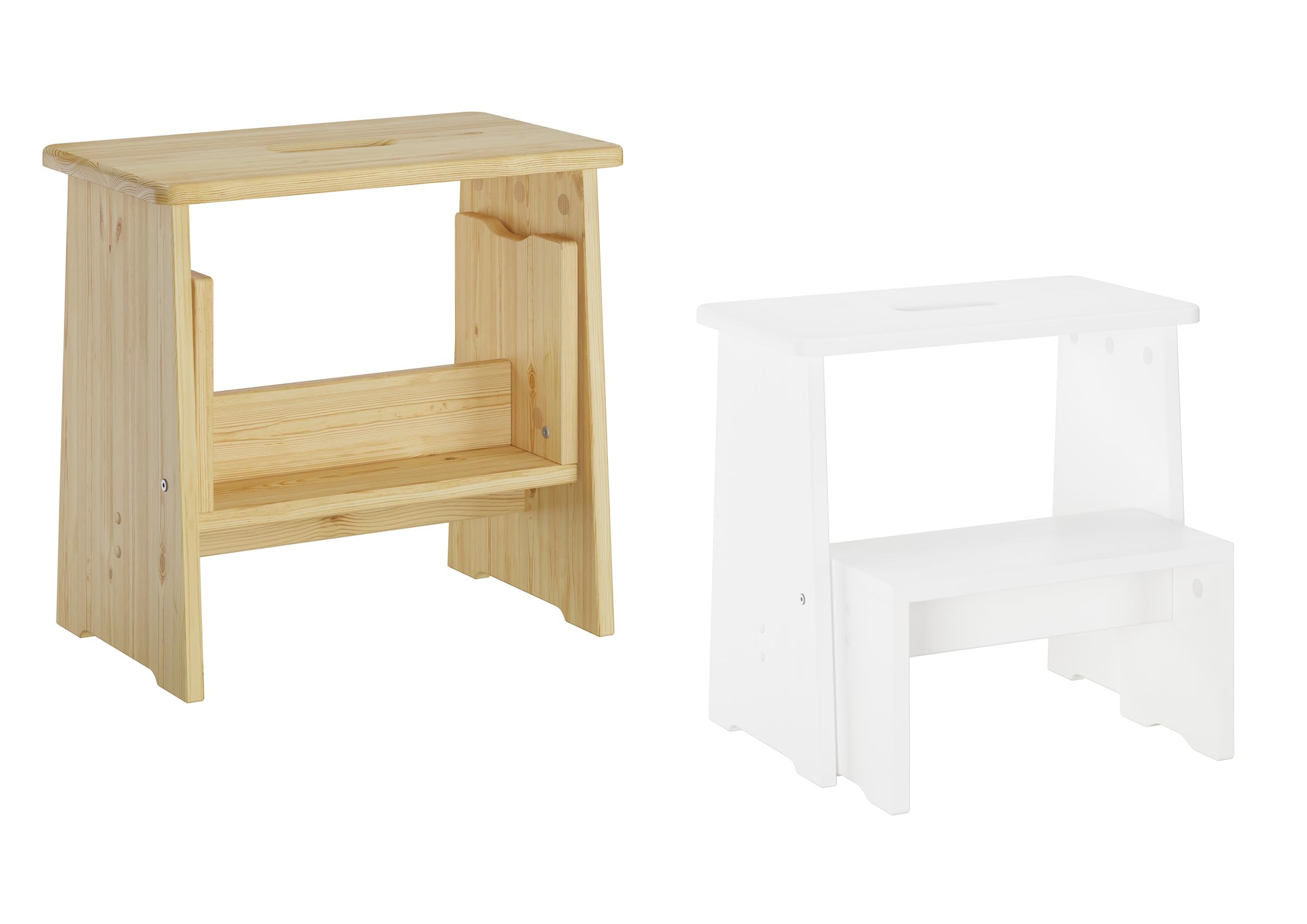 Stufenhocker Klapphocker Tritthocker Klappbar Kiefer Natur oder Weiß