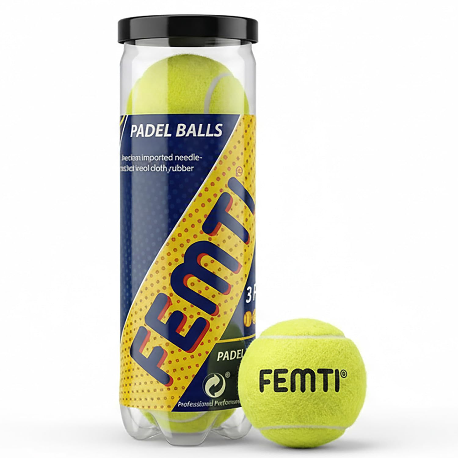 FEMTI Premium Padel Balls, High Bounce, Long-Lasting Felt, Pressure Retained, Official Size Padel Tennis Balls for All Court Types, Durable Performance for Training & Match Play