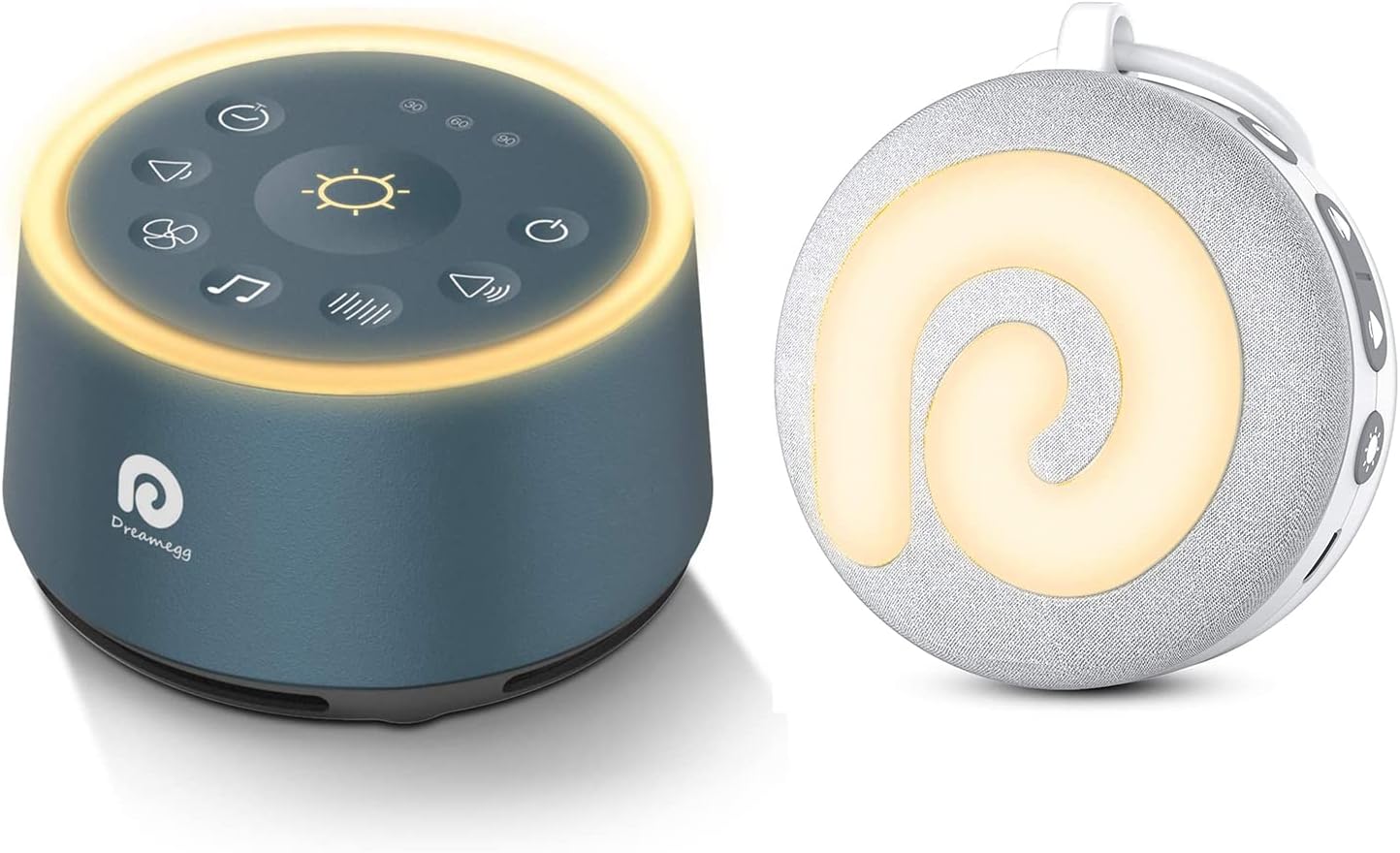 Dreamegg D1 Bundle with D11 Portable White Noise Machine for Baby Sleeping with Night Light, Nature Sounds, White Noise and Lullaby, Child Lock, USB Rechargeable for On-The-Go Travel Nursery Gift