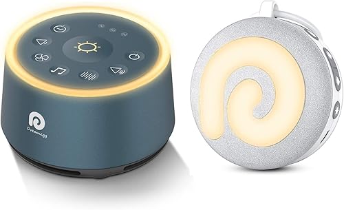 Miniatura 1 de Dreamegg Paquete D1 con máquina portátil de ruido blanco D11 para dormir del bebé con luz nocturna, sonidos naturales, ruido blanco y canción de