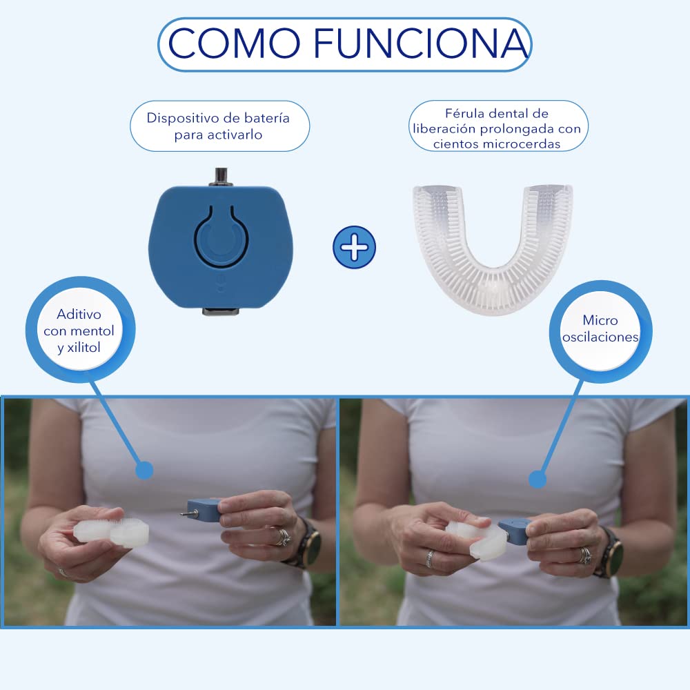 Smart - Cepillo de Dientes Elétrico Ultrasónico Autómatico - Cepillo de Dientes Eléctrico Recargable de Viaje - Cepillo de Dientes Blanqueador sin Pasta y sin Agua - Made in Italy