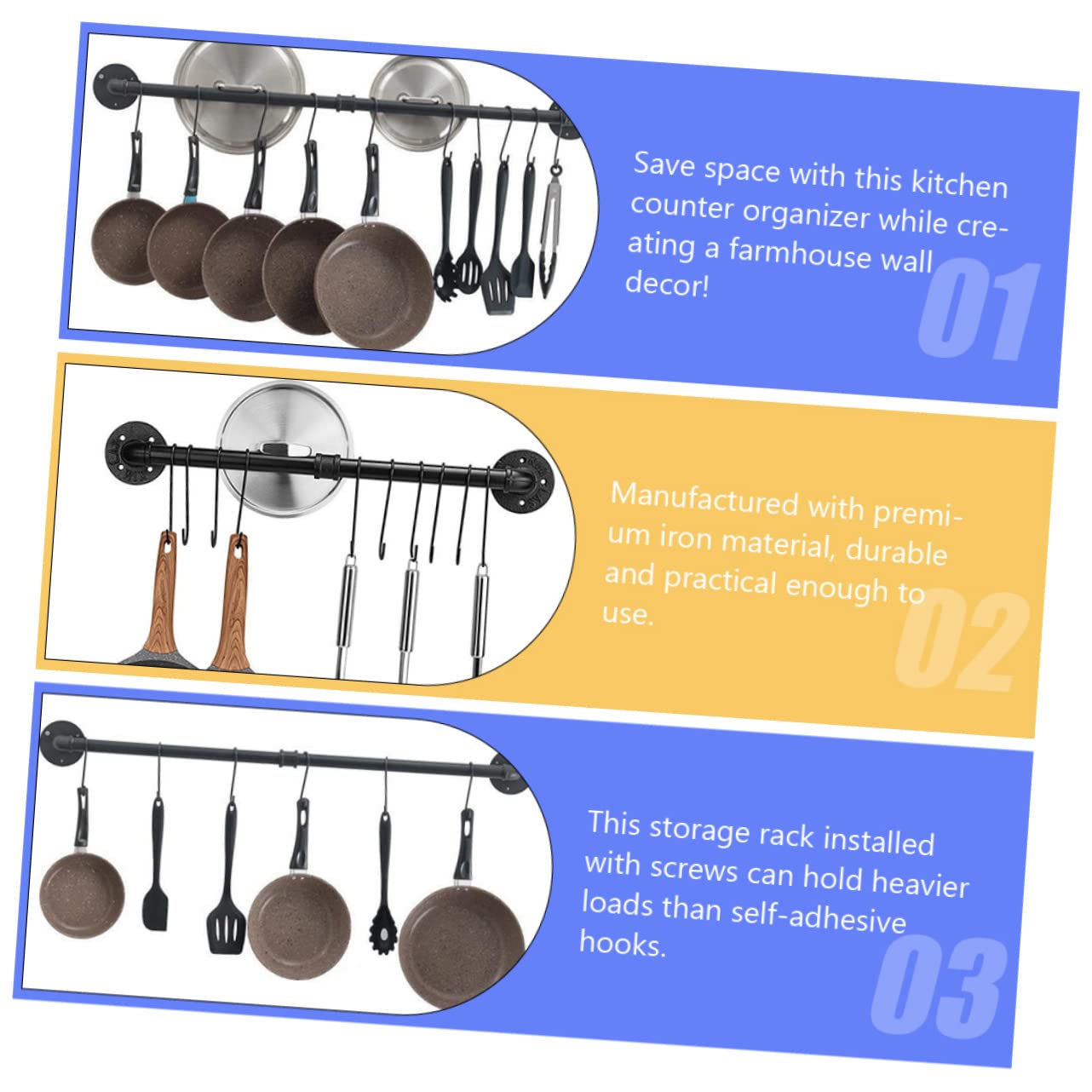 Rejilla Para Tapas De Ollas De Pared Estante Para Ollas De Hierro Organizador De Colgante Para Cocina
