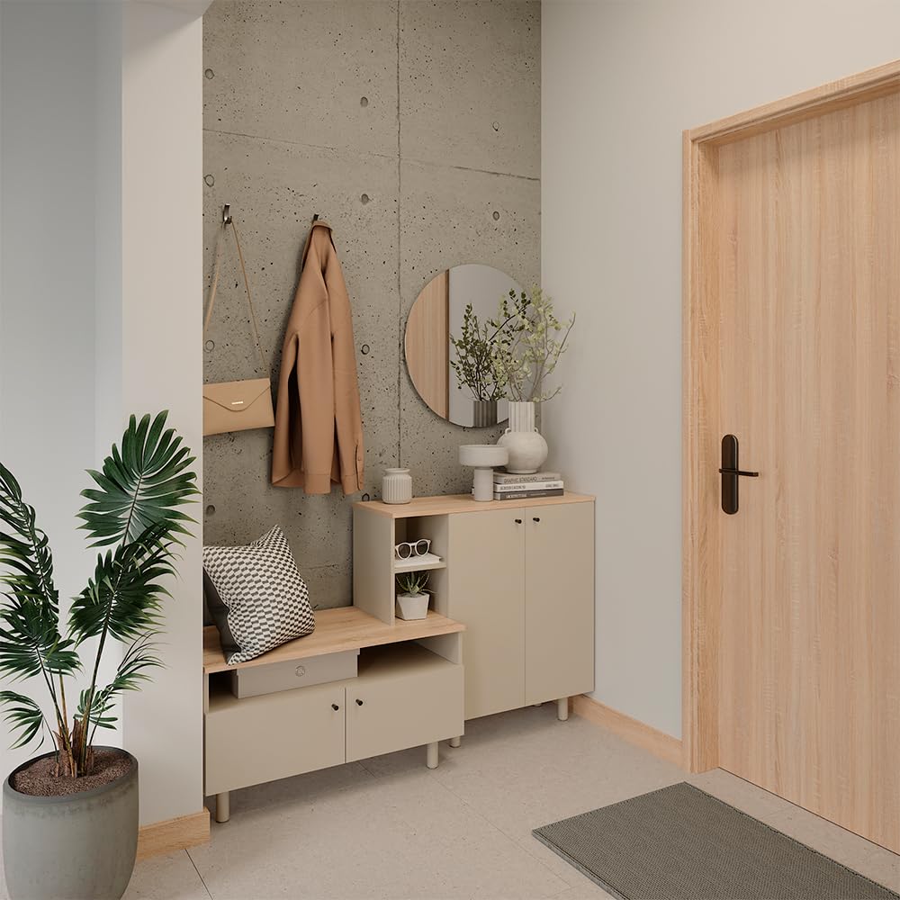 Vicco Flurschrank Elano, Greige/Eiche, 140 x 80 cm