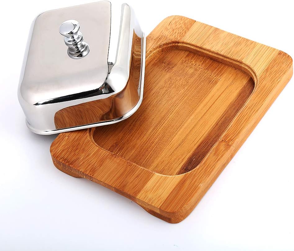 Butter Container Stainless Steel Butter Dish Box Container Cheese Server Storage Tray with Mirror Finish Lid for Hotel Restaurant for All Types of Butter