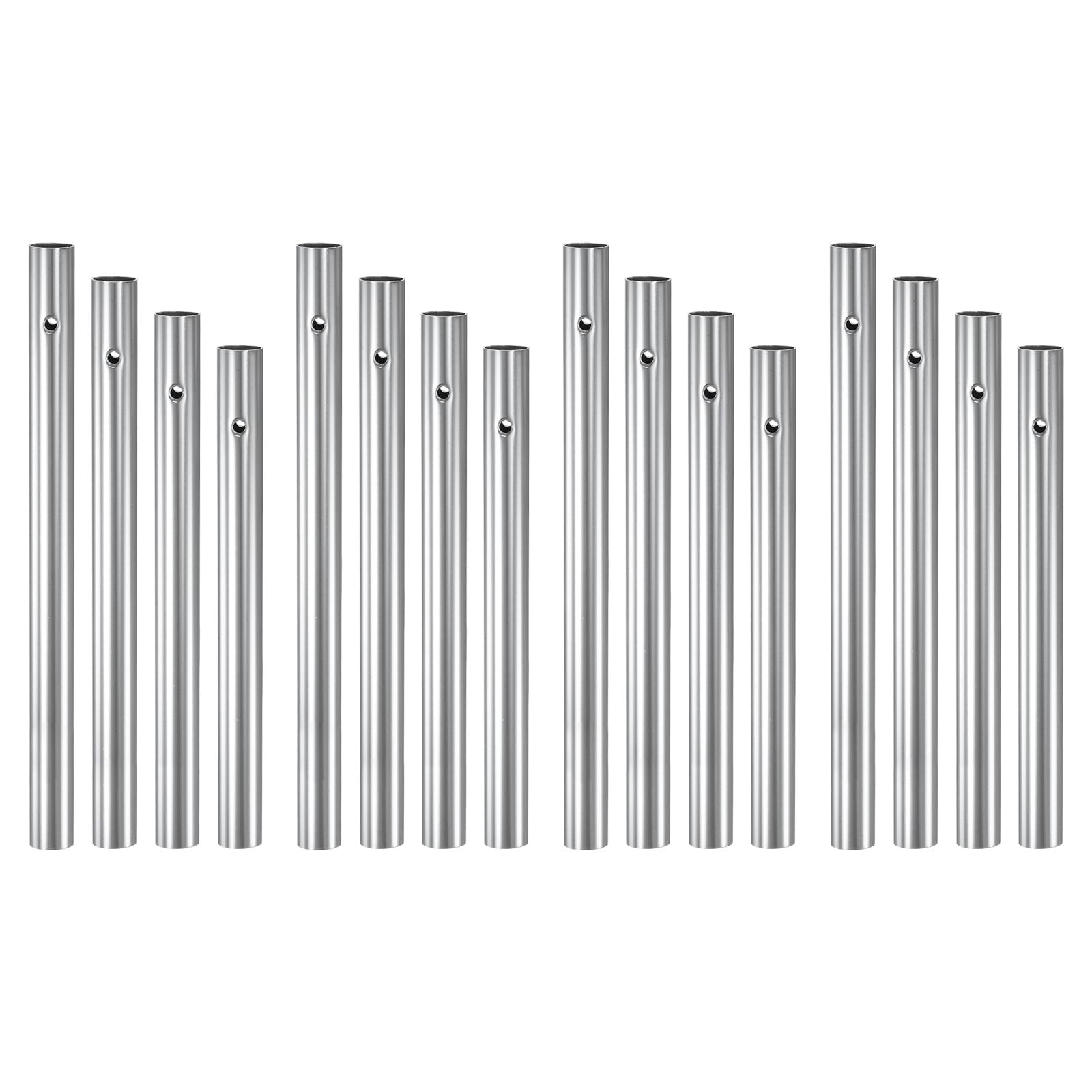 M METERXITY 16-Pack Wind Chime Tubes, 4 Sizes Aluminum Metal Wind Bell Empty Tubes for Outside/Adults Arts and Crafts/DIY [Silver]