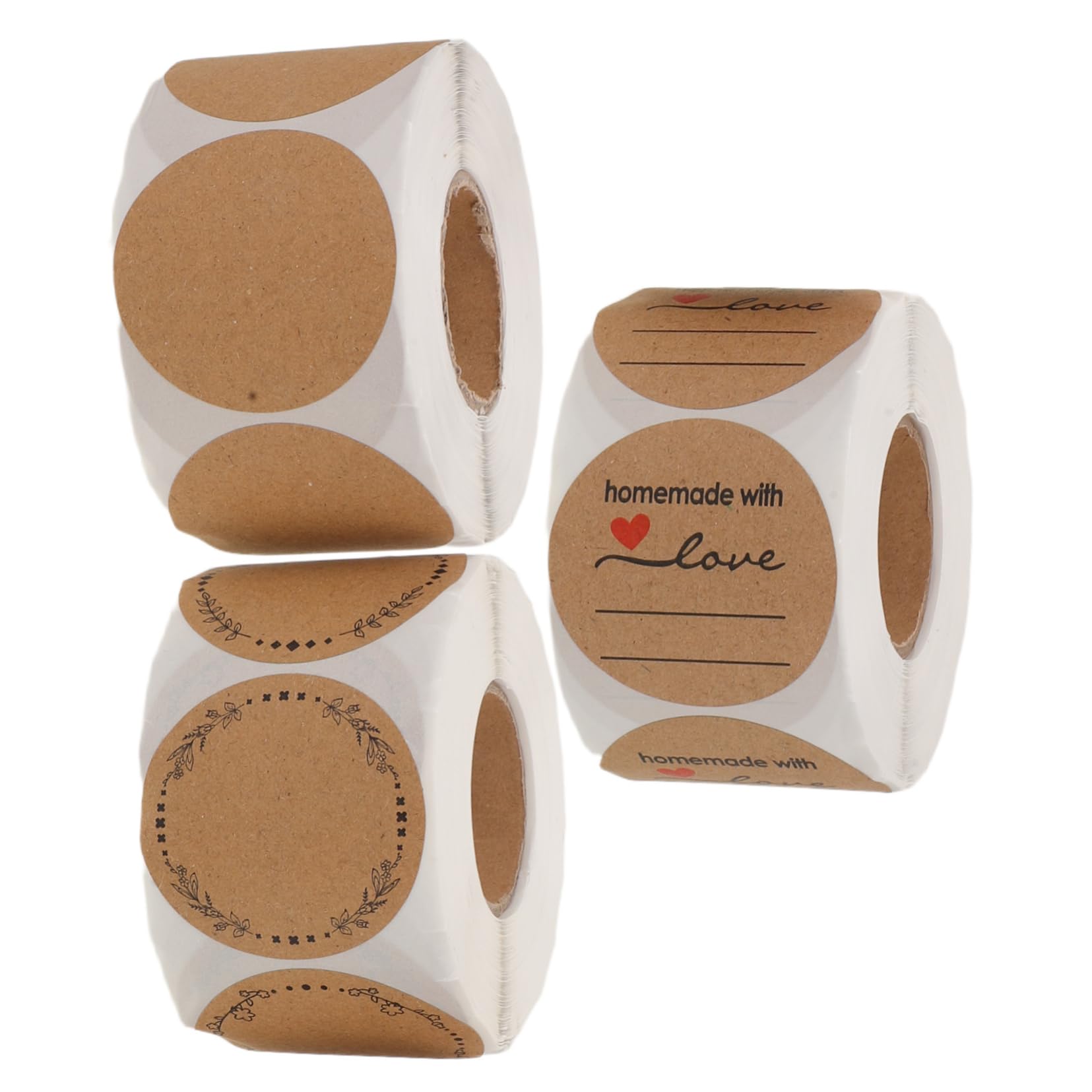 Etichette Sigillo Rotonde in Carta Kraft 3 Pezzi Marroni | Formato in Rotolo, Superficie Scrivibile, Adesione Forte per Confezioni e Uso Commerciale