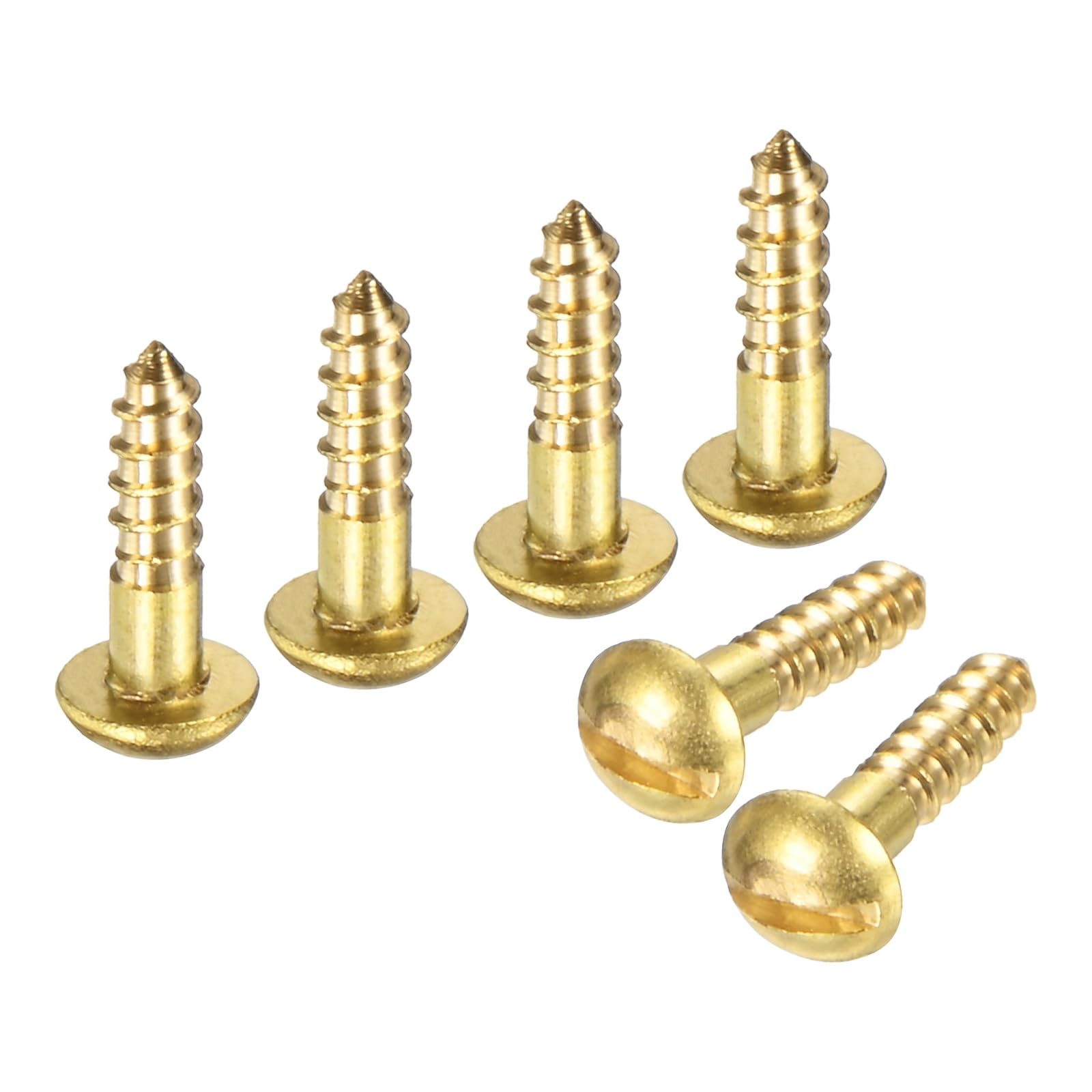 M METERXITY Wood Screws (M2.5 x 10mm, Brass) 60 Pcs - Slotted Round Head Self-Tapping Screw Apply to Woodworking/Furniture/Appliances Repair/Industry/Gardening