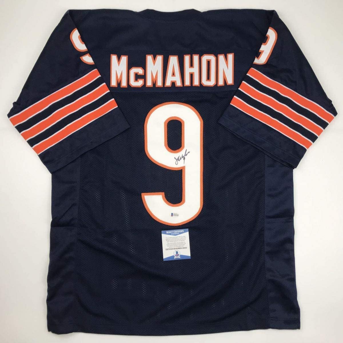 Autographed/Signed Jim McMahon Chicago Blue Football Jersey