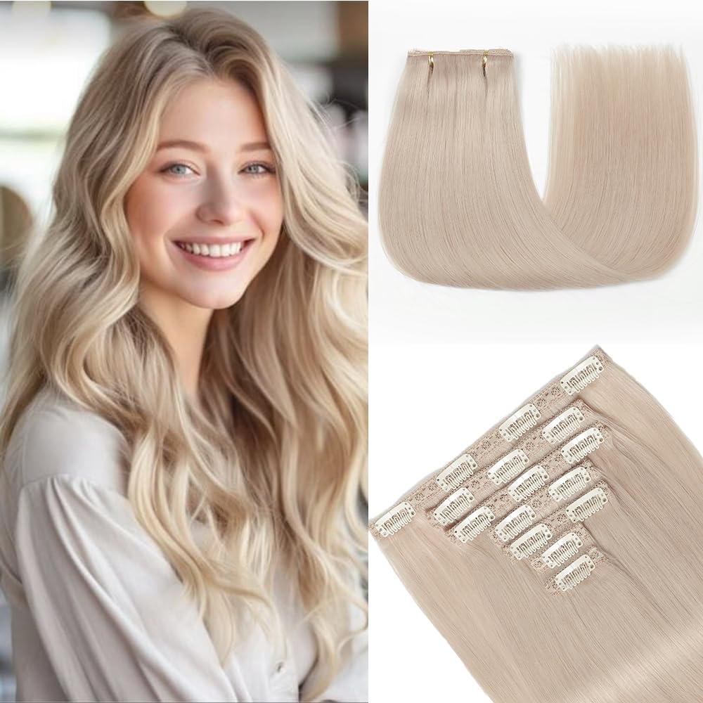 HotLulana Extension Capelli Veri Clip 7pcs 50cm 120g Extension Capelli Veri 20 Pollice Extension Capelli Clip Invisible Extension Clip Capelli Veri Clip IN Extension Human Hair 18K#