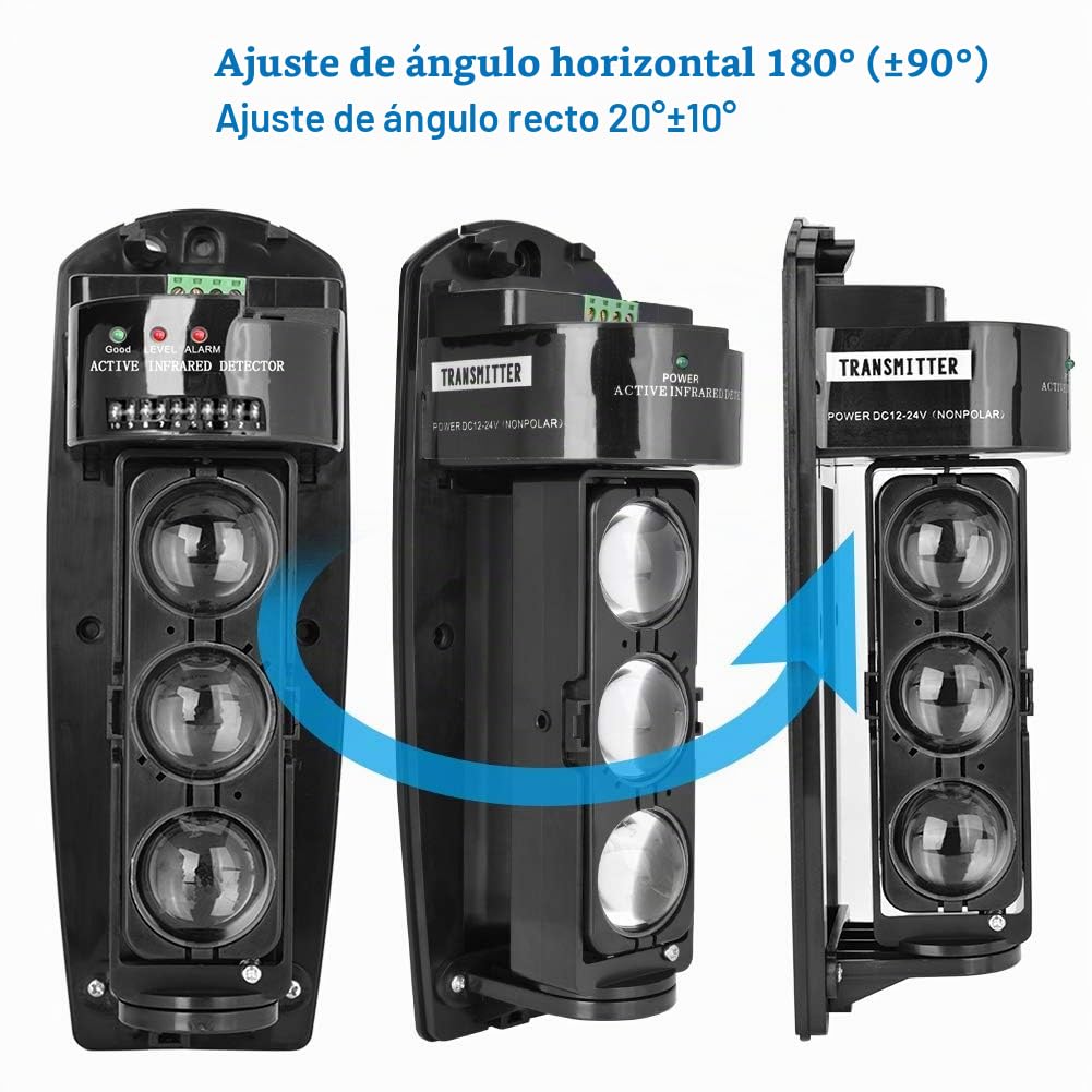 Detectores de Triple Haz Alarma de Triple Haz Detector de LED infrarrojo fotoeléctrico de Seguridad Transmisión inalámbrica para de Alarma de Seguridad para el hogar(ABE 100)