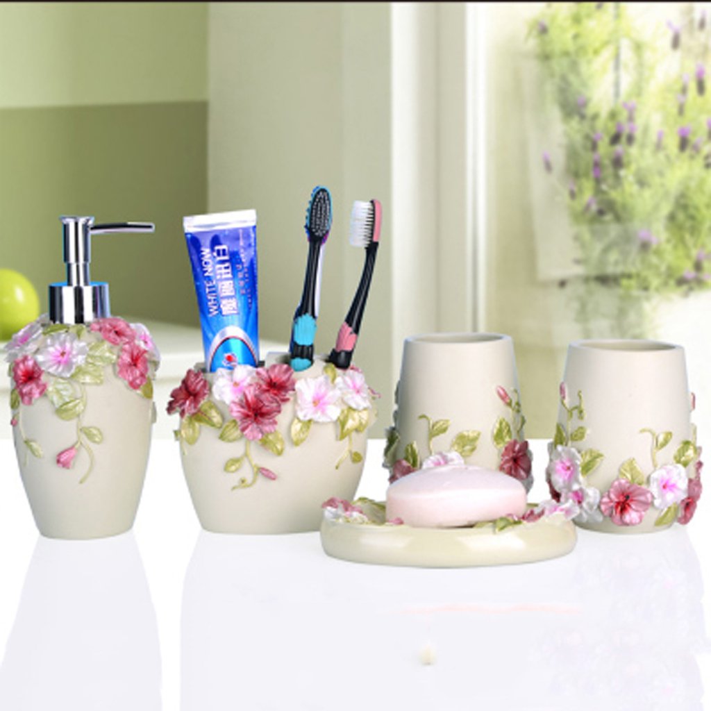 Ensemble de bain en résine verte style européen rustique chic